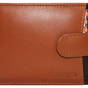 Camelio Tan Men's Wallet (CAM-BL-058) I Genuine Leather I 2 Cash Compartments I 3 Card slots I RFID