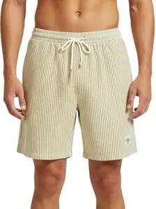 SMOWKLY Men's Cotton Casual Shorts | Elastic Waist with Drawstring | Striped Half Pants for Men | Lightweight & Comfortable for Beach Vacations, Casual Daily Outings & Sleepwear Bermuda Shorts