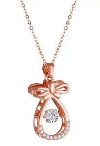 MEENAZ Necklace for women pendant for women necklace for girls rose gold pendant for women girlfriend best friend gifts for girlfriend long Chain neck chains American diamond stylish ad cz -573