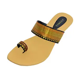 AZORES Women's 52 Black Flat Sandal (AZF_52B39)