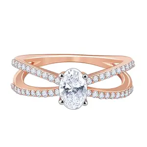 GIVA 18K Rose Gold Dreamboat Diamond Ring,Fixed Size,Indian - 12, US - 6|Valentine Gift for Girlfriend Wife Women & Girls| With Certificate of Authenticity & BIS-Hallmarked Gold Jewellery