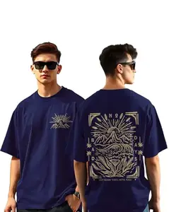 AUSK Mens Oversize Tshirts || Printed Loose fit T-Shirts for Men Navy Blue