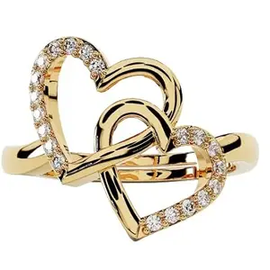 LMDPRAJAPATIS Double Heart Shape Cubic Zirconia Gold Finger Ring Birthday Gift for Girls and Women