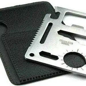 Instakart 11 in 1 Small Ninja Multi-Purpose Credit Card Size Wallet Pocket Tool- Silver