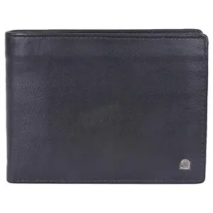 Leatherman Fashion LMN Genuine Leather Black Color Unisex Bifold Wallet 6 Card Slots