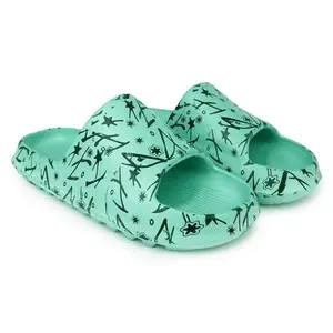 Pampy Angel Zig Zag Abstract Women's Flip Flops Slides Back Open Household Comfortable Slippers Green,40 (Euro)