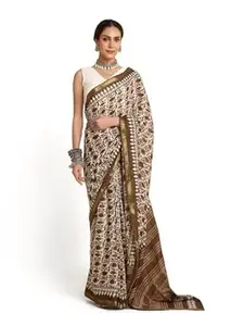 RATAN Pure Cotton Printed Mulmul Saree for Women with Blouse Piece