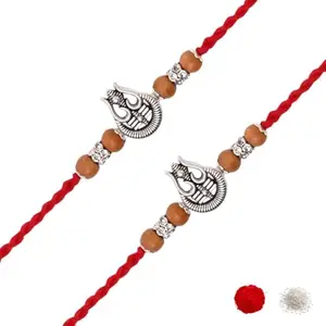 I Jewels Mens Trishul Design Rakhi With Roli Chawal & Rakshabandhan Card for Bro/Brother/Bhai (Style 2)