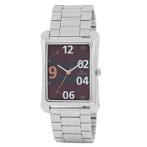MAXIMA Stainless Steel Analog Brown Dial Men Watch-49430Cagi, Silver Band