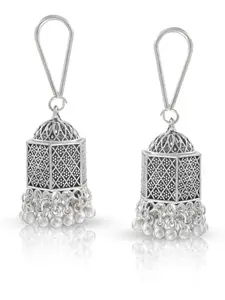 PRIVIU Studio Silver Plated Oxidised Dome Shaped Jhumkas Earring for Women & Girls