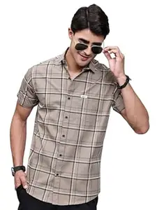 Majestic Man Slim Fit Pure Cotton Half Sleeve Checked Casual Shirt