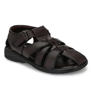 AZZARO BLACK Men Textured Shoe-Style Sandals With Velcro Closure