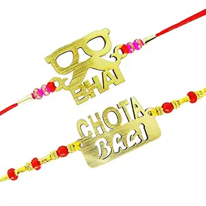 Pride Store bhai and chota bhai rakhi (Pack of 2) rakhi for brother Rakhi, 1 Tilak Pack With Rakshabandhan Greet Card For Brothers.