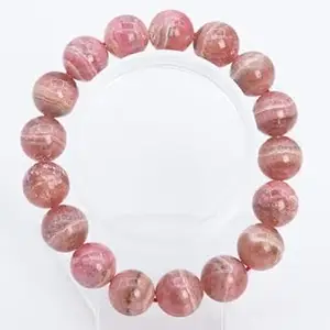 LKBEADS Natural Argentina Rhodochrosite 10mm Round Shape Smooth Cut Beads 7 inch Stretchable Bracelet for Men & Women.|STBR_RR_00967_7.0