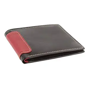DESIGNER BUGS Men Genuine Leather Wallet|| Black & Maroon (4 Card Slots)