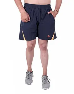 POWERHAWKE Boy's Black Orange Polyester Shorts for Sports and Fitness (Size Small)