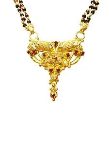 The Crafted Cottage Elegant Gold-Plated Mangalsutra Necklace with AD Diamond, Traditional Design, Modern Style