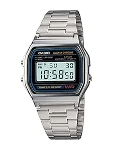 Casio Vintage A-158WA-1Q Digital Grey Dial Unisex Watch Silver Metal Strap (D011)