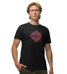 ARZS E-COMMERCE The Space to Grow Black Round Neck Cotton Half Sleeved Men T-Shirt with Printed Graphics