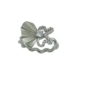 APEX 925 Sterling Silver Flower with Cubic zirconia Adjustable Ring |Gifts for Girlfriend, Gifts for Women and Girls | With Certificate of Authenticity and 925 Stamp | 1 Month Warranty*