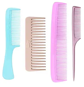 Jay Gopal Fashion Professional Hair Cutting Comb Fine Tooth Tail Long Handle Dressing Combs for Salon (Multicolor) (Pack Of 4)