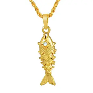 Memoir Gold plated Fish chain pendant locket necklace, God pendant, temple Jewellery, for Men and Women