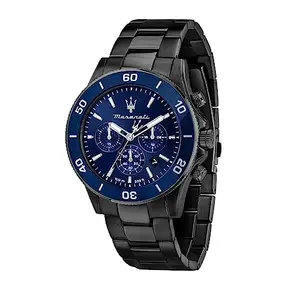 Maserati Stainless Steel Lifestyle Date Chronograph Analog Dial Color Blue Men Watch - R8873600005, Gray Band