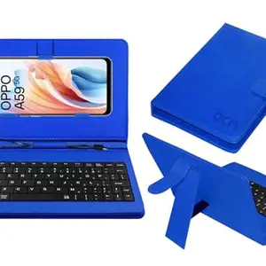 ACM Keyboard Case Compatible with Oppo A59 5G 2023 Mobile Flip Cover Stand Direct Plug & Play Device for Study & Gaming Blue