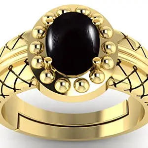 LMDPRAJAPATIS 11.25 Ratti / 10.50 Carat Natural Black Hakik Quality & Original Stone Panchdhatu & Ashtadhatu Purposal Gold Plated Ring for Men and Women