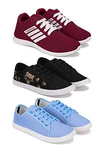 Bersache Sports (Walking & Gym Shoes) Running, Loafers, Sneakers Shoes for Women Combo(MR)-1703-1629-1252 Multicolor (Pack of 3)