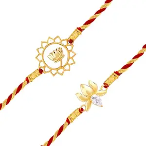 GIVA 925 Silver Golden Lotus Love Rakhi Combo (Set of 2)| Raksha Bandhan Rakhi for Men & Boys | Gift for Couple | With Certificate of Authenticity and 925 Stamp
