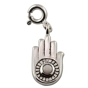 FOURSEVEN® Jewellery 925 Sterling Silver Jain Ahimsa Charm Pendant, Fits in Bracelets and Necklace with Pink Opal for Men and Women