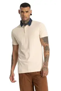 Snitch Dan Beige Plain Polo T-Shirts
