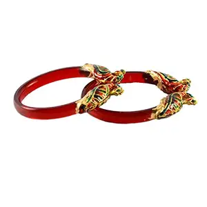 MAYA FASHION Red Gold Platted Acrylic-Brass Bangle With Extra Large Size Exquisite Plus Size Bangle