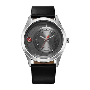 Fastrack Groove Quartz Grey Round Dial Men's Analog Watch | Leather Strap Material | Water Resistant Watch - 3317SL02
