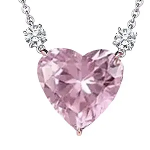 Peora Silver Plated American Diamond Studded Heart Shape Pendant Chain Necklace Stylish Casual Fashion Jewellery Gift for Women|Rakhi Rakshabandhan Gift for Sister Bhabhi, Gifts for Women