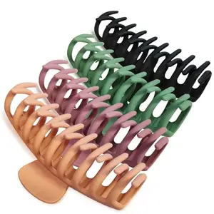 4 Pcs 4.3 Inch Large Hair Claw Clips for Women Thin Thick Curly Hair Nonslip Matte Large Banana Jaw Clips Hair Strong Hold Jaw Clip Accessories as Combs Fashion Styling Neutral Colors