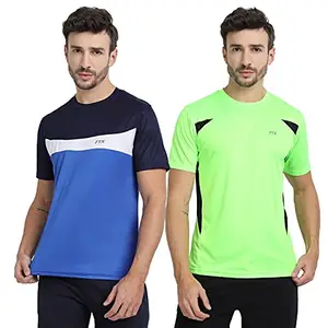 FTX Men's Dri-Fit Round Neck T-Shirt Combo - Blue, Green (710_6-710_7)