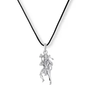 A AKSHAT SAPPHIRE Sterling Silver (92.5% purity) God Hanuman Ji Locket with Black Thread for Men & Women Pure 925 Silver Lord Bajrang Bali Pendant - EVE_PB7175