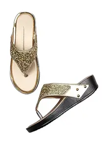 WalkTrendy Womens Synthetic Gold Open Toe Heels - 5 UK (Wtwhs167_Gold_38)