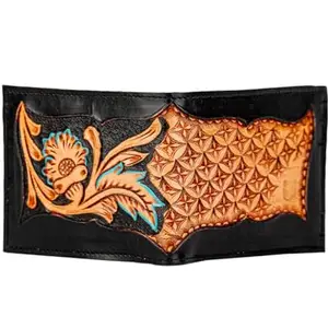 URBAN COLOR Genuine Leather Hand Tooled Leather Wallets (Perfectly Hand Tooled for Daily Use_Multicolor)