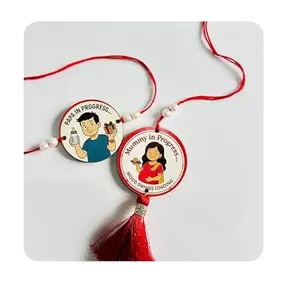 eCraftIndia Papa Mummy in Progress, Mood Swings Loading Rakhi for Brother and Bhabhi | Rakhi for Pregnant Women | Raksha Bandhan Greeting Card | Roli Chawal Pack