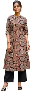 विधा Women's Cotton Printed A-Line Kurta (Kurta only)