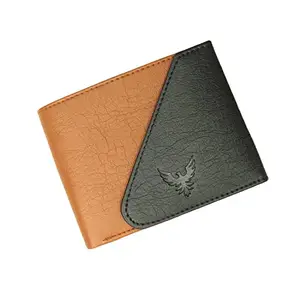 Goldalpha Men Casual Tan/Black Artificial Leather Wallet - (7 Card Slots)
