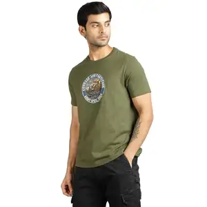 Royal Enfield Courage & Fortitude T-Shirt Olive (S) 38 CM | Material: 100% Cotton | Fabric: Jersey 190.0 GSM | Type: Crewneck | Style : Courage & Fortitude | Gender: Men's