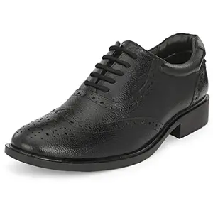 Auserio Men's Brogue Full Grain Leather Derby Lace Up Formal Shoes | Anti Skid Sole & Waxed Laces | Memory Foam Padded Insole | Shoes for Office & Parties | Black 6 UK (SSE 052)