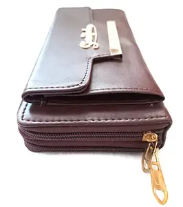 Women's Faux Leather Wallet Purse - Money and Card Organizer - Handbag (Brown)