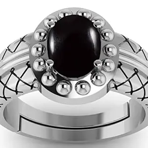 LMDPRAJAPATIS 7.25 Ratti / 6.50 Carat Natural Black Onyx Original Certified Hakik Gemstone Silver Plated Ring For Women Jewelry & Gift For her