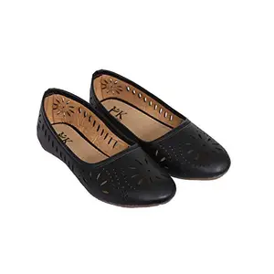 PrasKing Premium Casual Bellies | Ethinic Shoes for Women (38 EU/ 5 UK-IND, Lazer-2::Black)