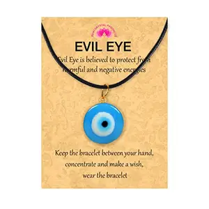 Reiki Crystal Products Blue Turkish Evil Eye Pendant | Black Thread Evil Eye Pendant Necklace for Women Men Lucky Protection, Size 25 mm